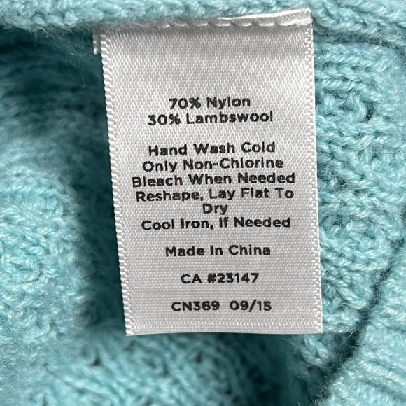 Talbots Sweater Women’s SP Lambswool Blend Blue Crewneck Cable Knit Pullover - Picture 4 of 5